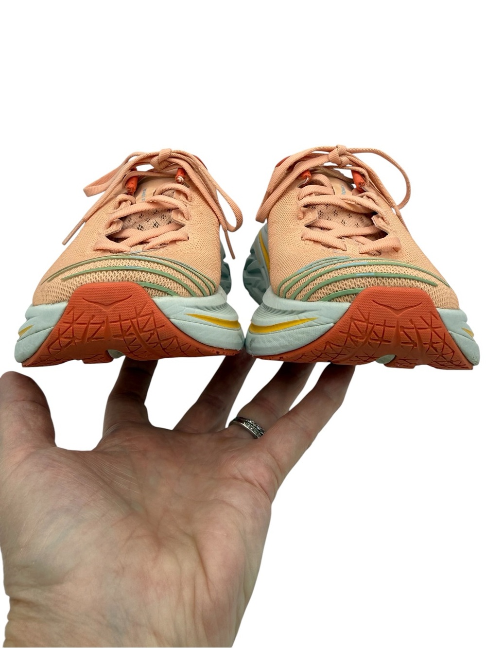 HOKA Bondi X Size 7 Orange & Blue Running Sneakers - Picture 5 of 16